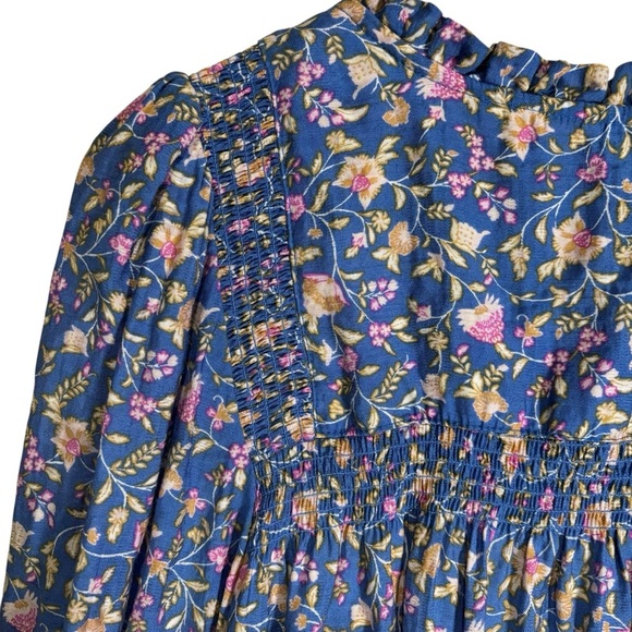 Wonderly Floral Blouse XL Pullover 3/4 Sleeve Smocked Cottagecore Peasant - Picture 12 of 16